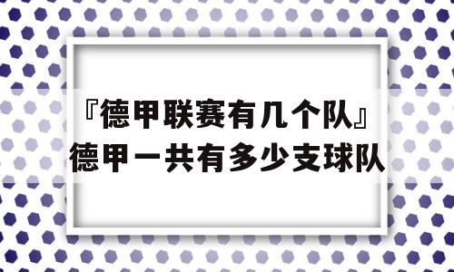 『德甲联赛有几个队』德甲一共有多少支球队