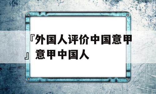 『外国人评价中国意甲』意甲中国人