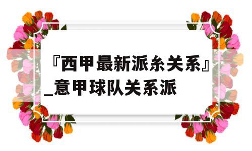 『西甲最新派糸关系』_意甲球队关系派