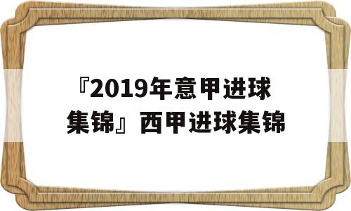 『2019年意甲进球集锦』西甲进球集锦