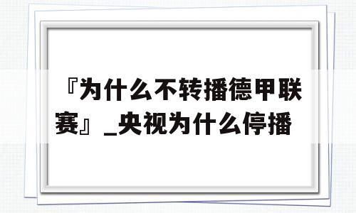 『为什么不转播德甲联赛』_央视为什么停播