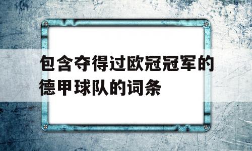 包含夺得过欧冠冠军的德甲球队的词条