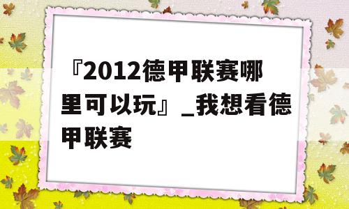 『2012德甲联赛哪里可以玩』_我想看德甲联赛