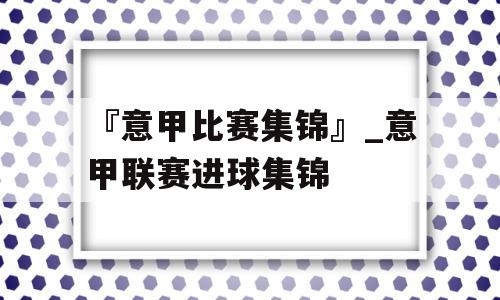 『意甲比赛集锦』_意甲联赛进球集锦