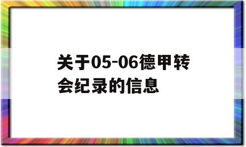 关于05-06德甲转会纪录的信息