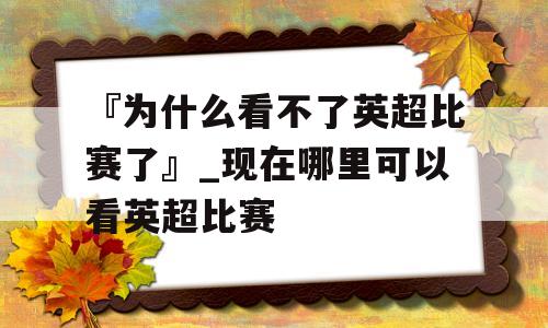 『为什么看不了英超比赛了』_现在哪里可以看英超比赛