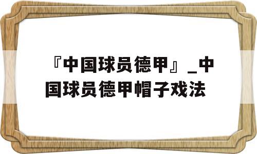 『中国球员德甲』_中国球员德甲帽子戏法