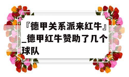 『德甲关系派来红牛』_德甲红牛赞助了几个球队