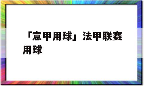 「意甲用球」法甲联赛用球