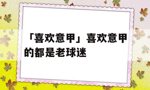 「喜欢意甲」喜欢意甲的都是老球迷