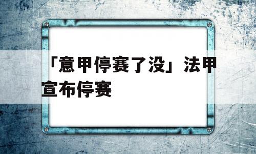 「意甲停赛了没」法甲宣布停赛