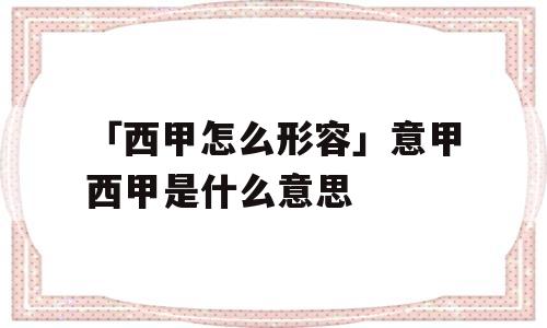 「西甲怎么形容」意甲西甲是什么意思