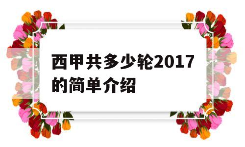 西甲共多少轮2017的简单介绍