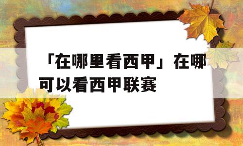 「在哪里看西甲」在哪可以看西甲联赛