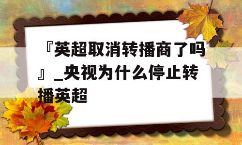 『英超取消转播商了吗』_央视为什么停止转播英超