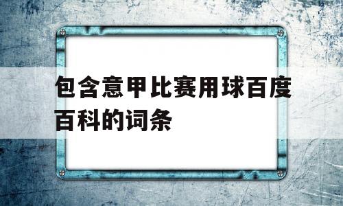 包含意甲比赛用球百度百科的词条