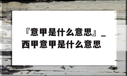 『意甲是什么意思』_西甲意甲是什么意思