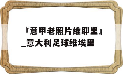 『意甲老照片维耶里』_意大利足球维埃里