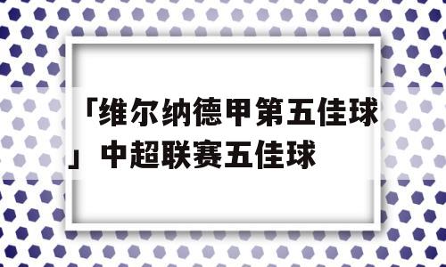 「维尔纳德甲第五佳球」中超联赛五佳球