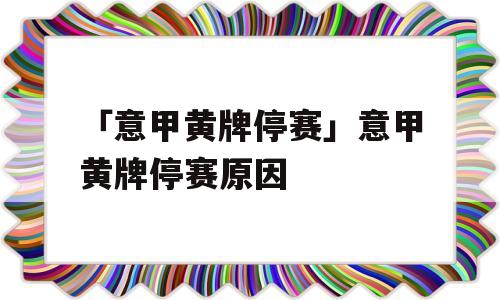 「意甲黄牌停赛」意甲黄牌停赛原因