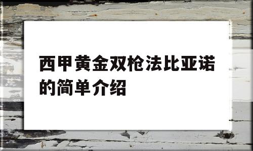 西甲黄金双枪法比亚诺的简单介绍