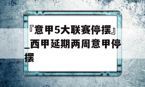 『意甲5大联赛停摆』_西甲延期两周意甲停摆