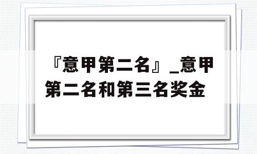 『意甲第二名』_意甲第二名和第三名奖金