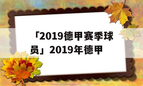 「2019德甲赛季球员」2019年德甲