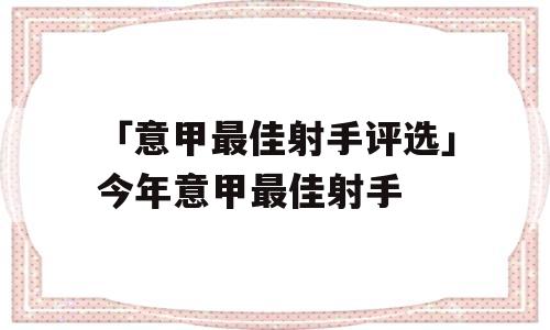 「意甲最佳射手评选」今年意甲最佳射手