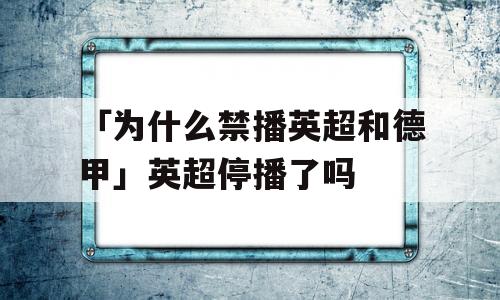 「为什么禁播英超和德甲」英超停播了吗