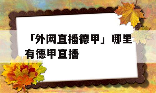 「外网直播德甲」哪里有德甲直播