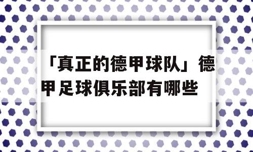 「真正的德甲球队」德甲足球俱乐部有哪些