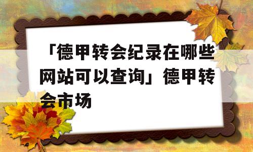 「德甲转会纪录在哪些网站可以查询」德甲转会市场