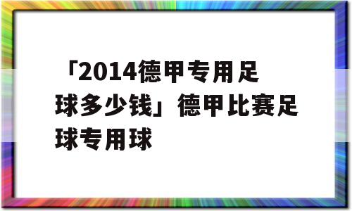 「2014德甲专用足球多少钱」德甲比赛足球专用球