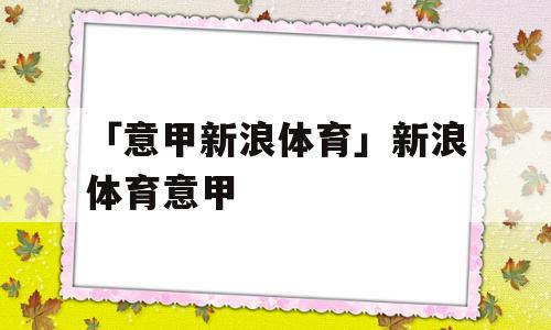 「意甲新浪体育」新浪体育意甲