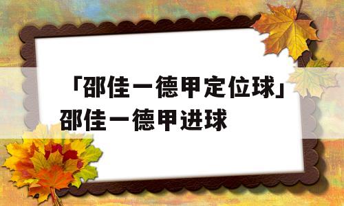 「邵佳一德甲定位球」邵佳一德甲进球